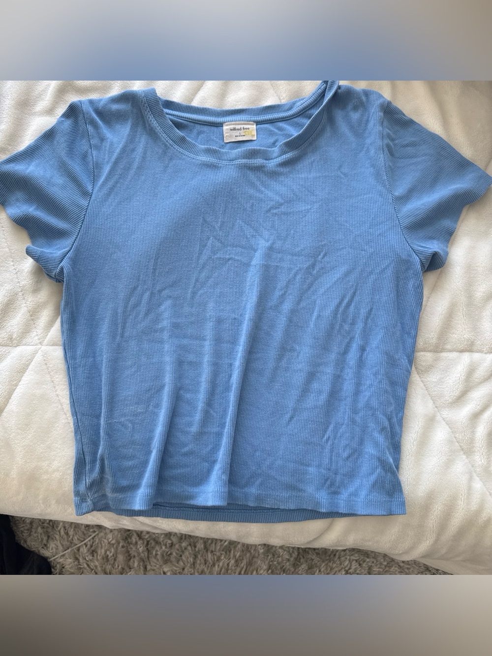 Wilfred Sky Blue Ribbed Short Sleeve Crewneck Top